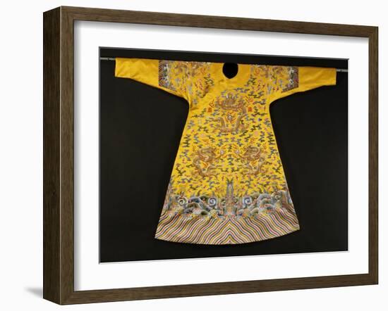 Rare Imperial Embroidered Yellow Silk Twelve Symbol Dragon Robe, Ji Fu, Qianlong Period (1735-1796)-null-Framed Giclee Print