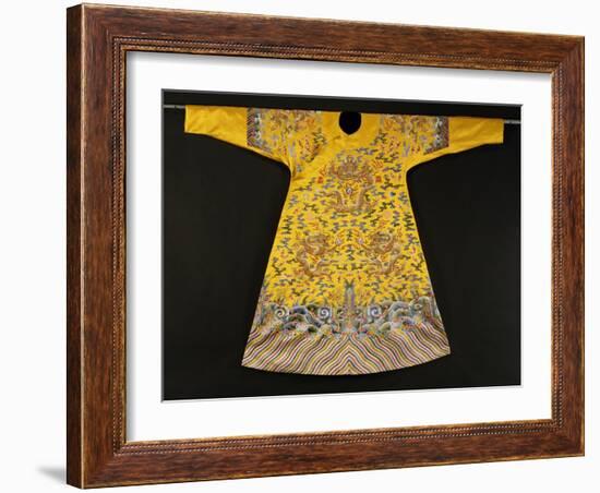 Rare Imperial Embroidered Yellow Silk Twelve Symbol Dragon Robe, Ji Fu, Qianlong Period (1735-1796)-null-Framed Giclee Print