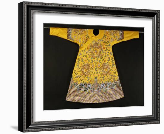 Rare Imperial Embroidered Yellow Silk Twelve Symbol Dragon Robe, Ji Fu, Qianlong Period (1735-1796)-null-Framed Giclee Print