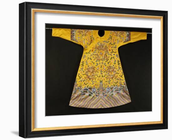 Rare Imperial Embroidered Yellow Silk Twelve Symbol Dragon Robe, Ji Fu, Qianlong Period (1735-1796)-null-Framed Giclee Print