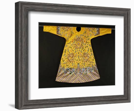 Rare Imperial Embroidered Yellow Silk Twelve Symbol Dragon Robe, Ji Fu, Qianlong Period (1735-1796)-null-Framed Giclee Print