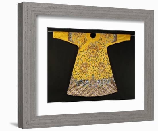 Rare Imperial Embroidered Yellow Silk Twelve Symbol Dragon Robe, Ji Fu, Qianlong Period (1735-1796)-null-Framed Giclee Print