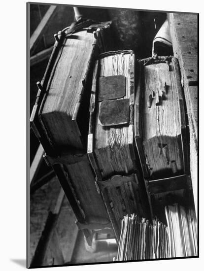 Rare Old, Clasp Bound Books in Library of a French Monastery-null-Mounted Photographic Print