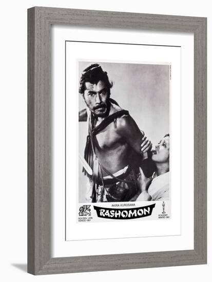 Rashomon, Swiss Poster Art, from Left: Toshiro Mifune, Machiko Kyo, 1950-null-Framed Giclee Print