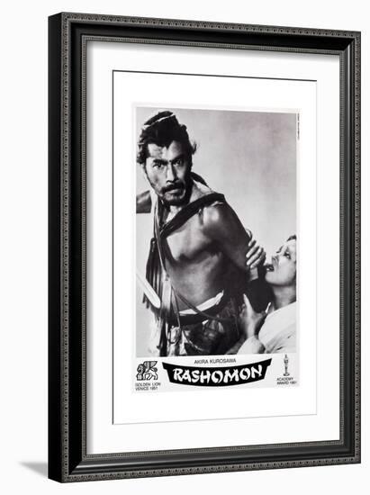 Rashomon, Swiss Poster Art, from Left: Toshiro Mifune, Machiko Kyo, 1950-null-Framed Giclee Print