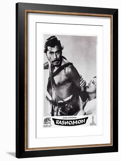 Rashomon, Swiss Poster Art, from Left: Toshiro Mifune, Machiko Kyo, 1950-null-Framed Premium Giclee Print