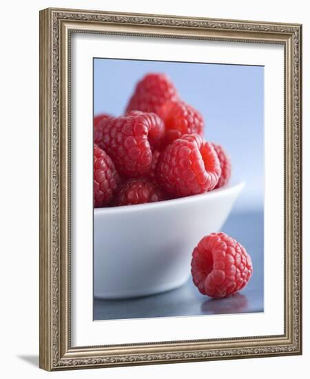 Raspberries in a Small Bowl-Franck Bichon-Framed Photographic Print