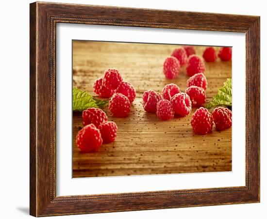 Raspberries, Tabletop, Wood, Still Life-Axel Killian-Framed Photographic Print