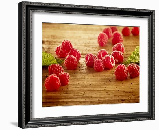 Raspberries, Tabletop, Wood, Still Life-Axel Killian-Framed Photographic Print