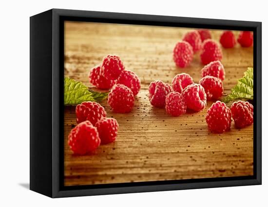 Raspberries, Tabletop, Wood, Still Life-Axel Killian-Framed Premier Image Canvas