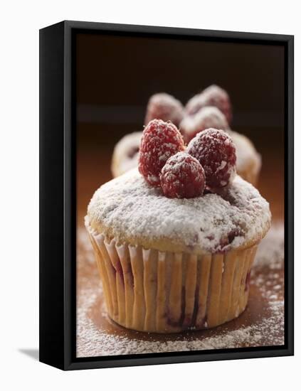 Raspberry Muffins with Icing Sugar-null-Framed Premier Image Canvas