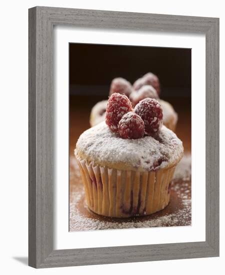 Raspberry Muffins with Icing Sugar-null-Framed Photographic Print