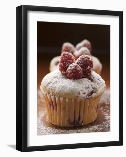 Raspberry Muffins with Icing Sugar-null-Framed Photographic Print