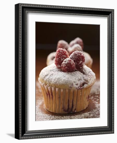 Raspberry Muffins with Icing Sugar-null-Framed Photographic Print