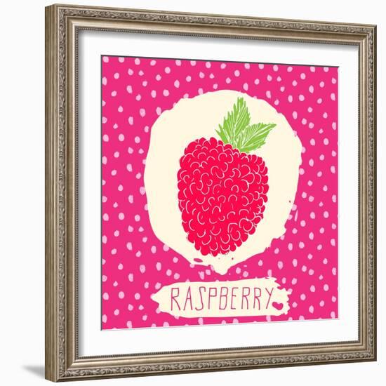 Raspberry with Dots Pattern-Anton Yanchevskyi-Framed Art Print