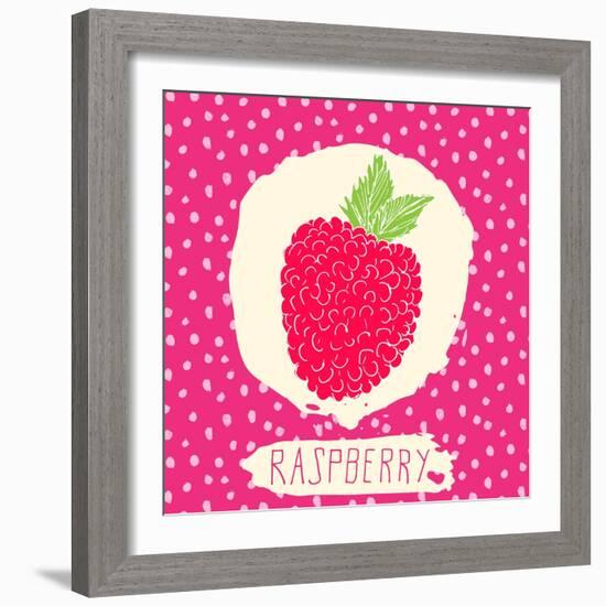 Raspberry with Dots Pattern-Anton Yanchevskyi-Framed Art Print