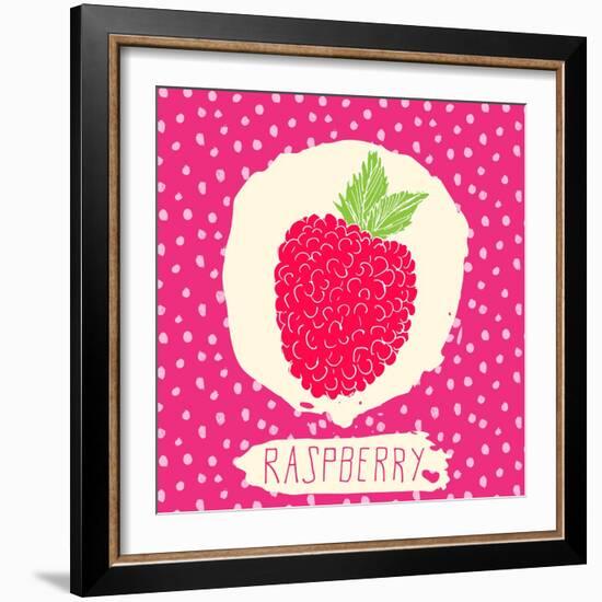 Raspberry with Dots Pattern-Anton Yanchevskyi-Framed Art Print