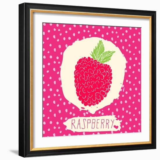 Raspberry with Dots Pattern-Anton Yanchevskyi-Framed Art Print
