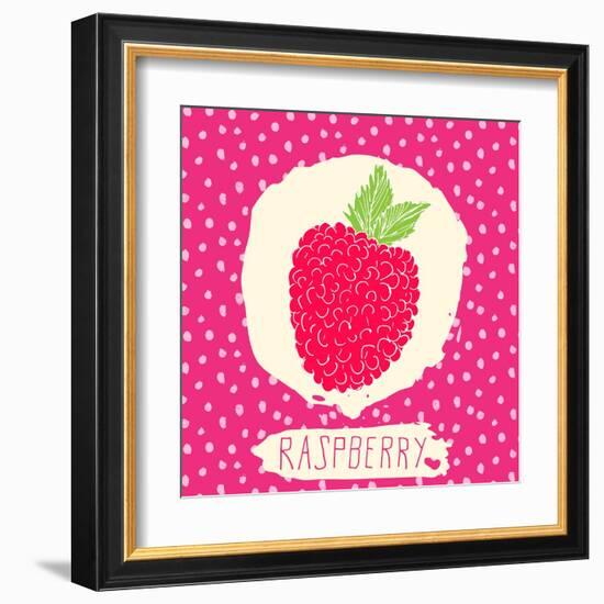 Raspberry with Dots Pattern-Anton Yanchevskyi-Framed Art Print