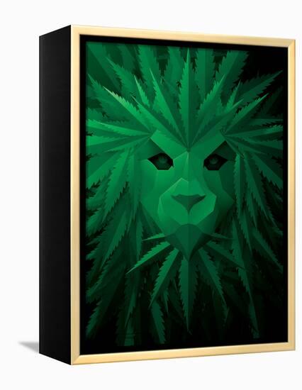 Rasta Lion Illusion-JJ Brando-Framed Stretched Canvas