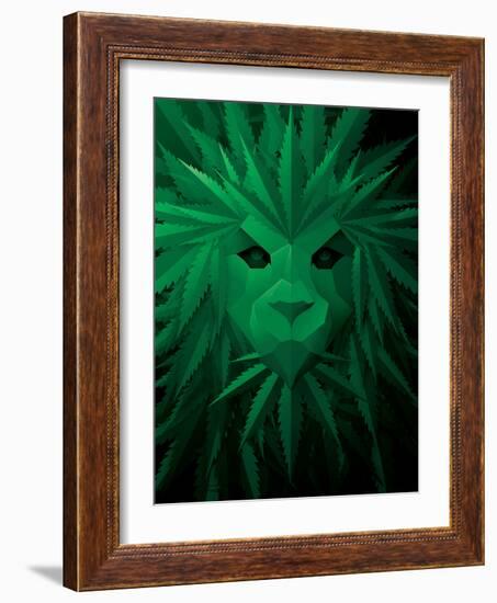 Rasta Lion Illusion-JJ Brando-Framed Art Print