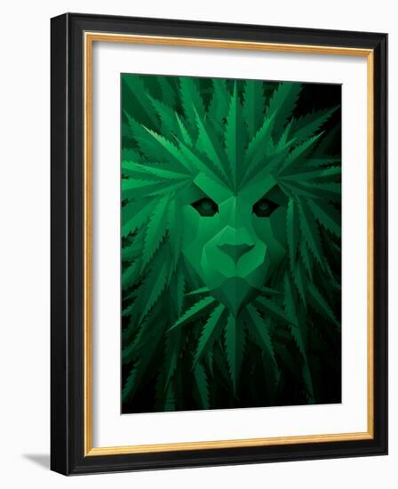 Rasta Lion Illusion-JJ Brando-Framed Art Print