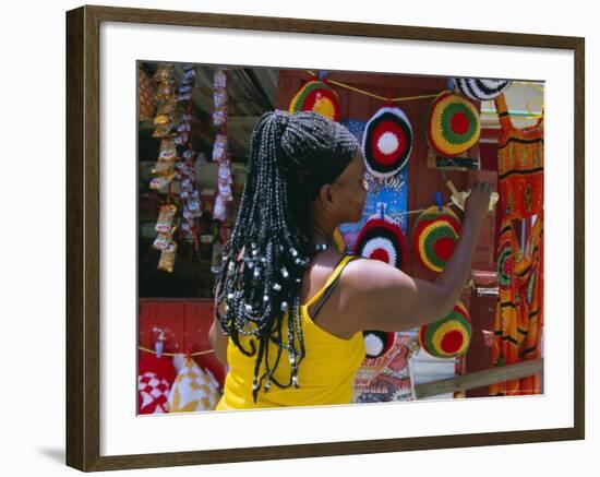 Rasta (Rastafarian) Hats on Display, Tobago, Trinidad and Tobago, West Indies, Caribbean-Gavin Hellier-Framed Photographic Print