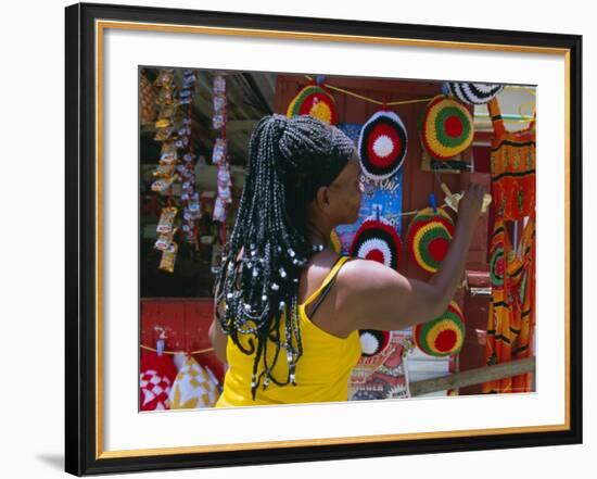 Rasta (Rastafarian) Hats on Display, Tobago, Trinidad and Tobago, West Indies, Caribbean-Gavin Hellier-Framed Photographic Print