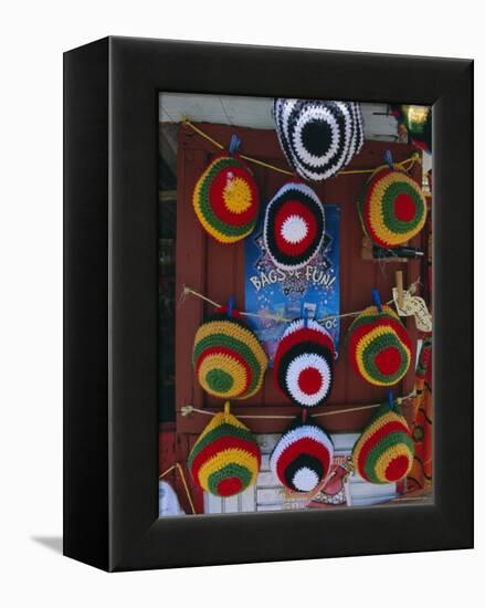 Rasta (Rastafarian) Hats on Display, Tobago, Trinidad and Tobago, West Indies, Caribbean-Gavin Hellier-Framed Premier Image Canvas