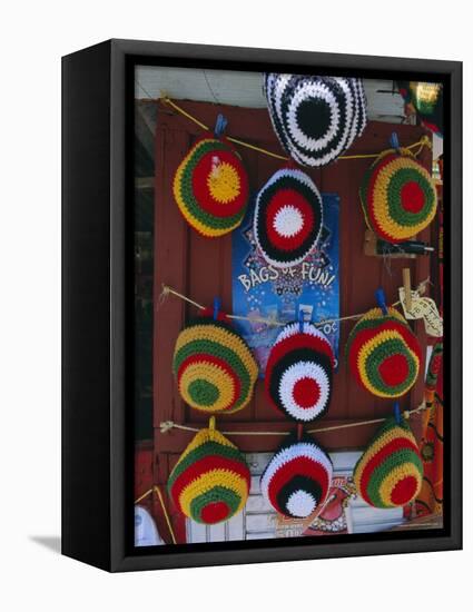 Rasta (Rastafarian) Hats on Display, Tobago, Trinidad and Tobago, West Indies, Caribbean-Gavin Hellier-Framed Premier Image Canvas