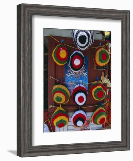 Rasta (Rastafarian) Hats on Display, Tobago, Trinidad and Tobago, West Indies, Caribbean-Gavin Hellier-Framed Photographic Print