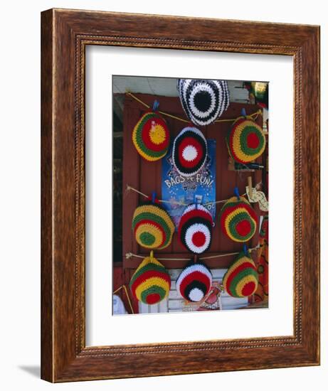 Rasta (Rastafarian) Hats on Display, Tobago, Trinidad and Tobago, West Indies, Caribbean-Gavin Hellier-Framed Photographic Print