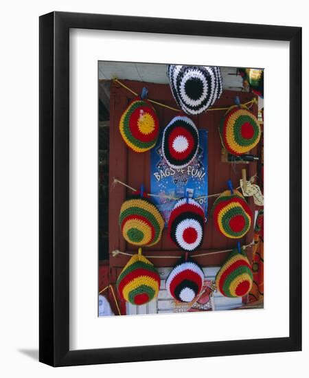 Rasta (Rastafarian) Hats on Display, Tobago, Trinidad and Tobago, West Indies, Caribbean-Gavin Hellier-Framed Photographic Print