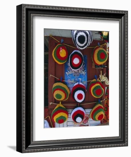 Rasta (Rastafarian) Hats on Display, Tobago, Trinidad and Tobago, West Indies, Caribbean-Gavin Hellier-Framed Photographic Print