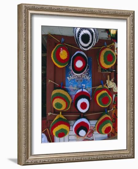 Rasta (Rastafarian) Hats on Display, Tobago, Trinidad and Tobago, West Indies, Caribbean-Gavin Hellier-Framed Photographic Print