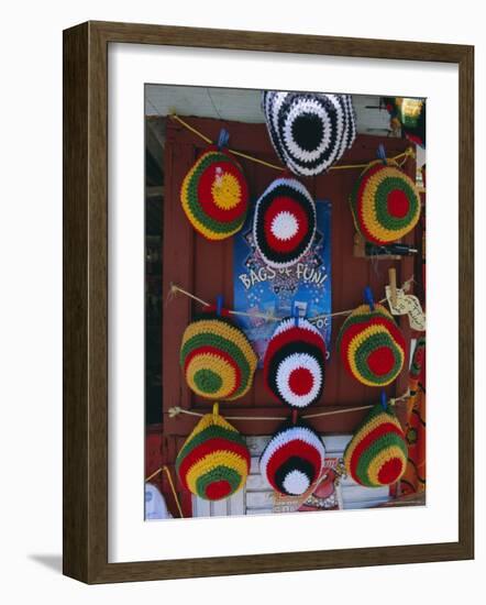 Rasta (Rastafarian) Hats on Display, Tobago, Trinidad and Tobago, West Indies, Caribbean-Gavin Hellier-Framed Photographic Print