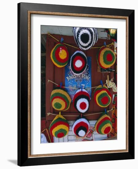 Rasta (Rastafarian) Hats on Display, Tobago, Trinidad and Tobago, West Indies, Caribbean-Gavin Hellier-Framed Photographic Print