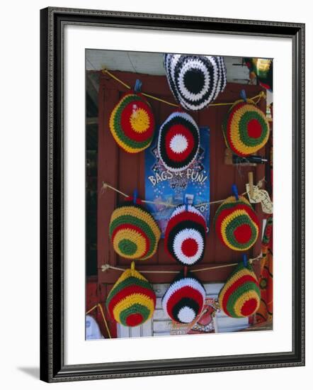 Rasta (Rastafarian) Hats on Display, Tobago, Trinidad and Tobago, West Indies, Caribbean-Gavin Hellier-Framed Photographic Print