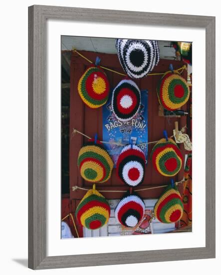 Rasta (Rastafarian) Hats on Display, Tobago, Trinidad and Tobago, West Indies, Caribbean-Gavin Hellier-Framed Photographic Print