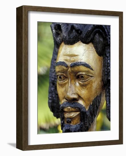 Rastafarian Wood Sculpture, Jamaica, Caribbean-Greg Johnston-Framed Photographic Print