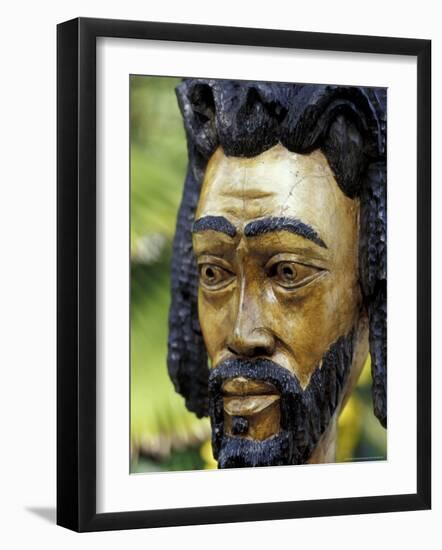 Rastafarian Wood Sculpture, Jamaica, Caribbean-Greg Johnston-Framed Photographic Print