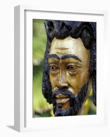 Rastafarian Wood Sculpture, Jamaica, Caribbean-Greg Johnston-Framed Photographic Print