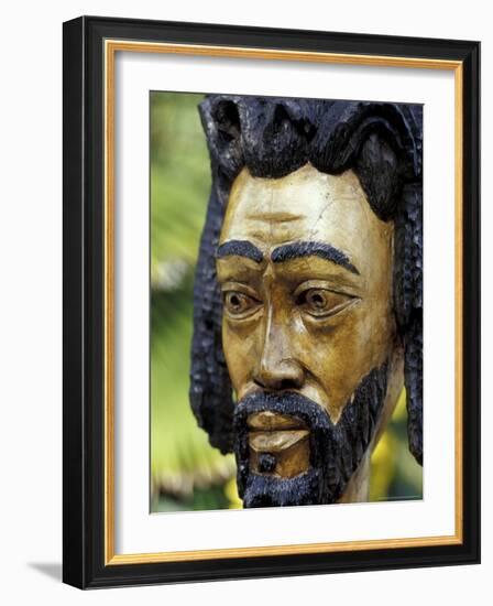 Rastafarian Wood Sculpture, Jamaica, Caribbean-Greg Johnston-Framed Photographic Print