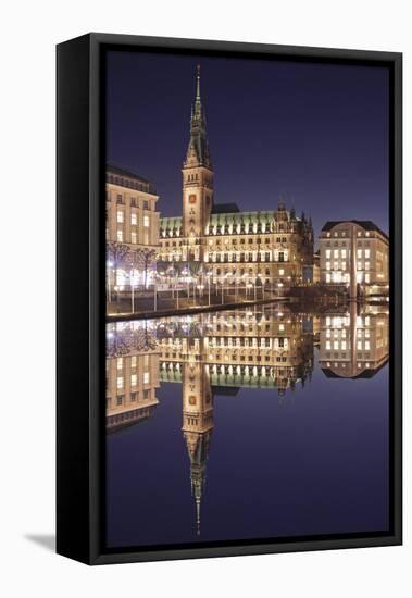 Rathaus (city hall) reflecting at Kleine Alster Lake, Hamburg, Hanseatic City, Germany, Europe-Markus Lange-Framed Premier Image Canvas