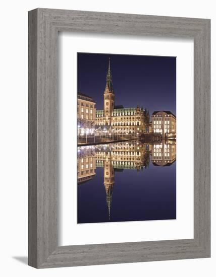 Rathaus (city hall) reflecting at Kleine Alster Lake, Hamburg, Hanseatic City, Germany, Europe-Markus Lange-Framed Photographic Print