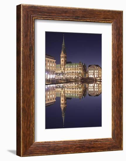 Rathaus (city hall) reflecting at Kleine Alster Lake, Hamburg, Hanseatic City, Germany, Europe-Markus Lange-Framed Photographic Print