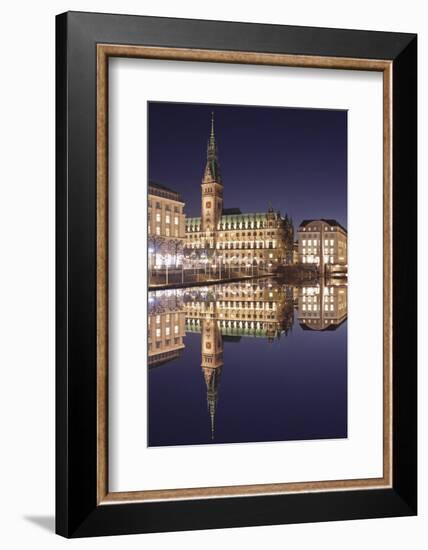 Rathaus (city hall) reflecting at Kleine Alster Lake, Hamburg, Hanseatic City, Germany, Europe-Markus Lange-Framed Photographic Print