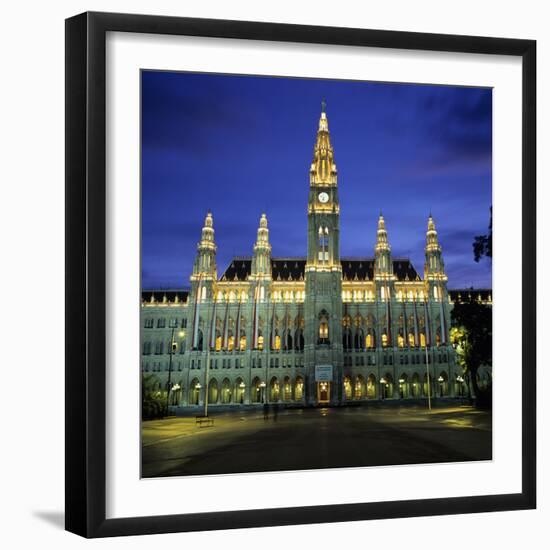 Rathaus (Town Hall) Gothic Building at Night, UNESCO World Heritage Site, Vienna, Austria, Europe-Stuart Black-Framed Photographic Print