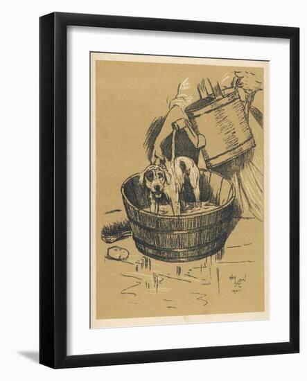 Rather Uncomfortable-Looking Dog is Given His Bath-Cecil Aldin-Framed Photographic Print