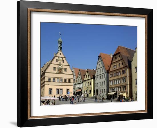 Ratstrinkstube and Town Houses, Marktplatz, Rothenburg Ob Der Tauber, Germany-Gary Cook-Framed Photographic Print